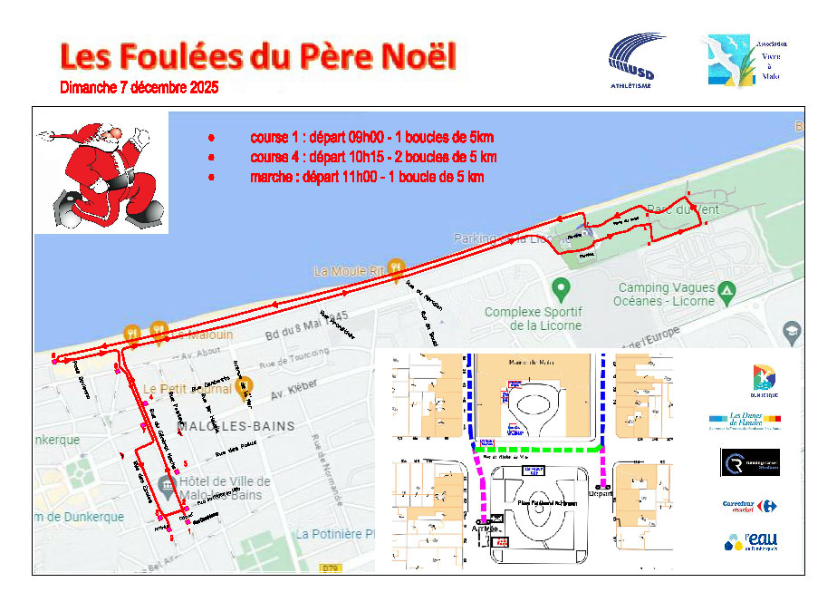 Plan 2 des Foulées du Père Noël Dunkerque - Malo 2025